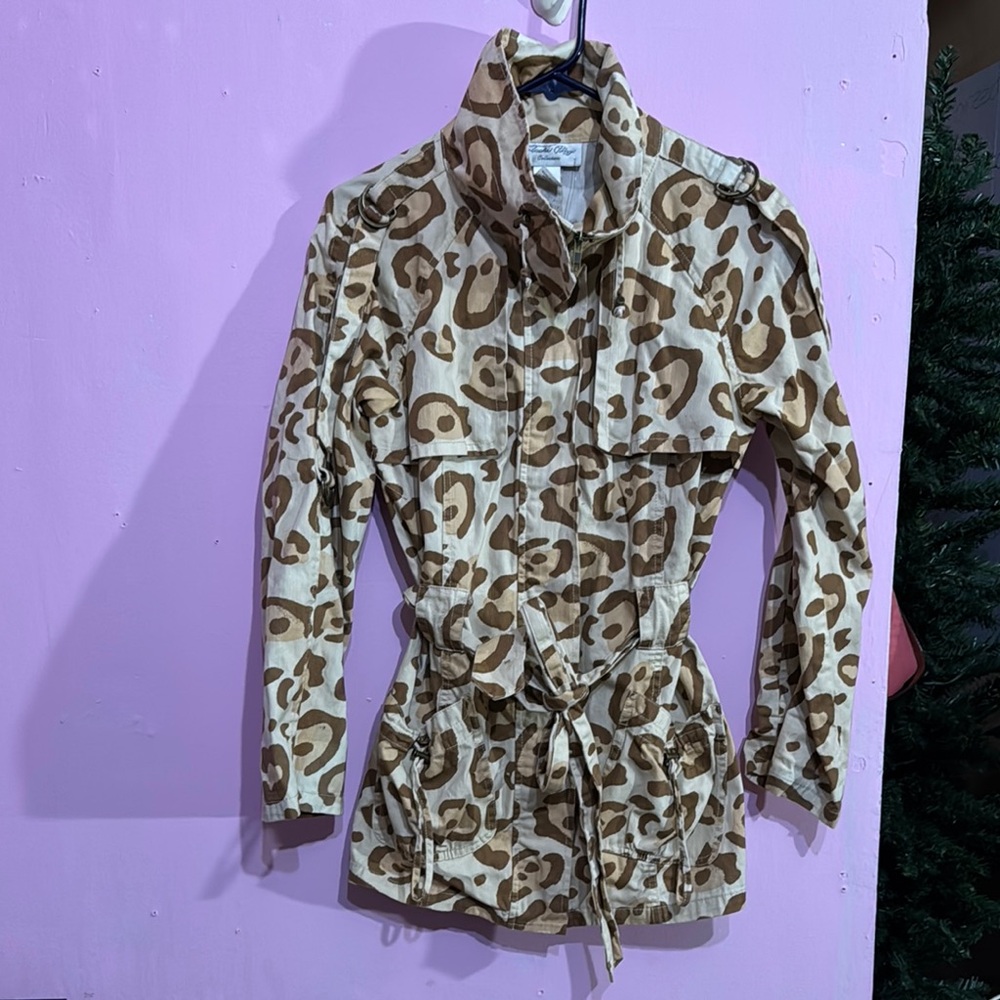 Tasha Polizzi Brown and Tan Utility Jacket with Camouflage Pattern